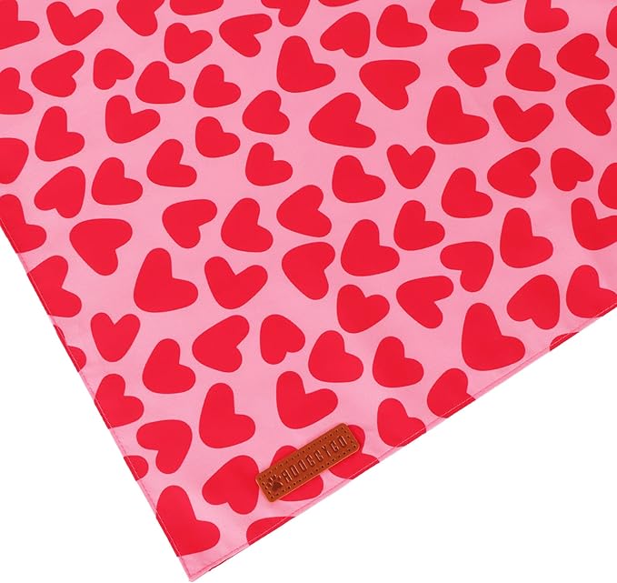 ADOGGYGO Valentine Dog Bandana 2 Pack, Reversible Red Pink Heart Pet Scarf Bib - Image 6