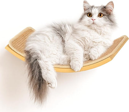 Curved Cat Wall Hammock with Scratchable Sisal Pad, Large Floating Cat Shelf - Image 8