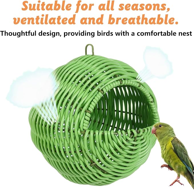 BNOSDM Rattan Parrot Nesting House Bird Nest Parakeet Hanging Swing Soft - Image 6