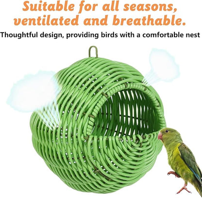 BNOSDM Rattan Parrot Nesting House Bird Nest Parakeet Hanging Swing Soft - Image 6