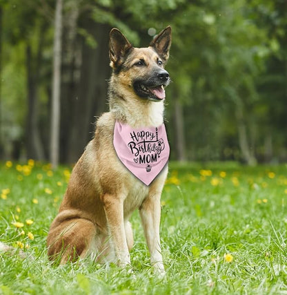 Dog Bandana, Happy Birthday Mom Dog Bandana, Dogs Scarf Classical Pink Printing - Image 4
