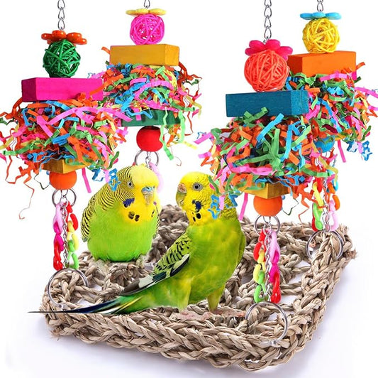 Parakeet Toys Bird Toys Conure Toys Birdcage Stands Bird Foraging Wall Seagrass by BBjinronjy