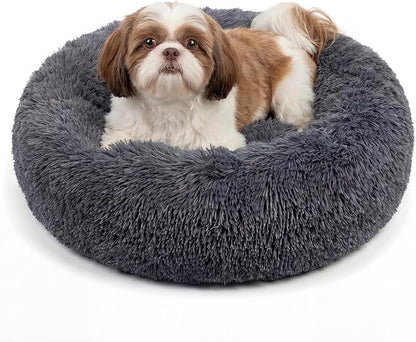 Calming Donut Dogs Beds for Small Dogs Washable, 23inch Plush Round Pet Bed for by nononfish