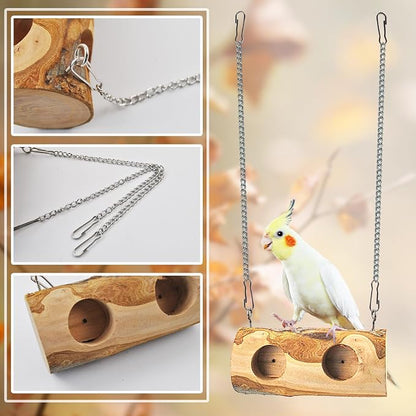 Natural Parakeet Swing Perch, Wood Bird Swing - Image 5