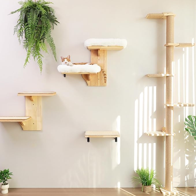 FUKUMARU Cat Wall Shelves, 2 Platform Cats Walls Furniture, Tree Shape Kitten - Image 5