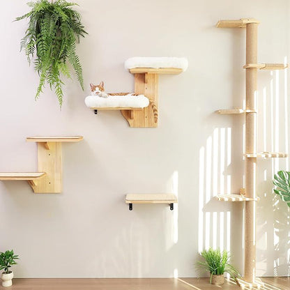 FUKUMARU Cat Wall Shelves, 2 Platform Cats Walls Furniture, Tree Shape Kitten - Image 5