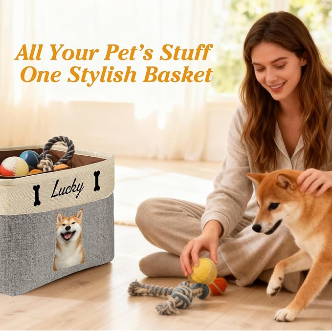 Personalized Dog Cat Toy Storage Basket - Image 2