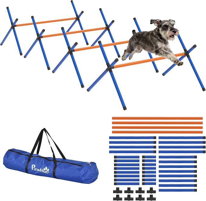 PawHut 4 Pieces Dog Agility Training Equipment, Dog Agility Course Backyard Set by PawHut