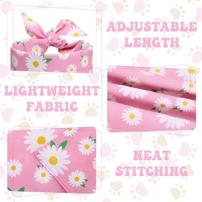 4Pcs Floral Dog Bandanas Girl Large Daisy Triangle Scarf Reversible Spring Bibs - Image 3