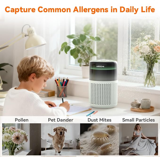 AIRROMI HEPA Air Purifier for Bedroom&Home, Pet Air Purifier for Home Pets - Image 4