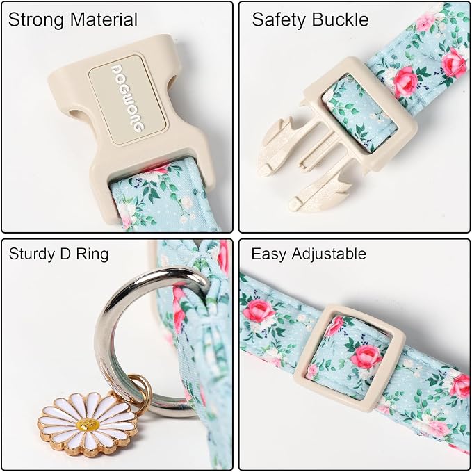 DOGWONG Floral Dog Collar, Cute Adjustable Flower Collar, Girl Female Dog Collar - Image 3
