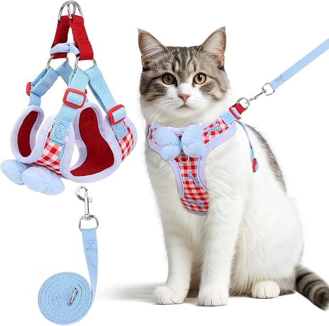 Cat Vest Harness and Leash Set for Walking Escape Proof, Adjustable Kitten by NCMAMA