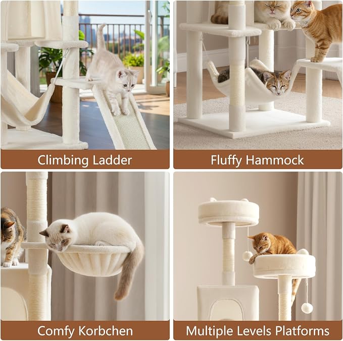 Sweetcrispy Cat Tree 75 Inch, Large Multi-Level Tall Cat Tree Tower - Image 4