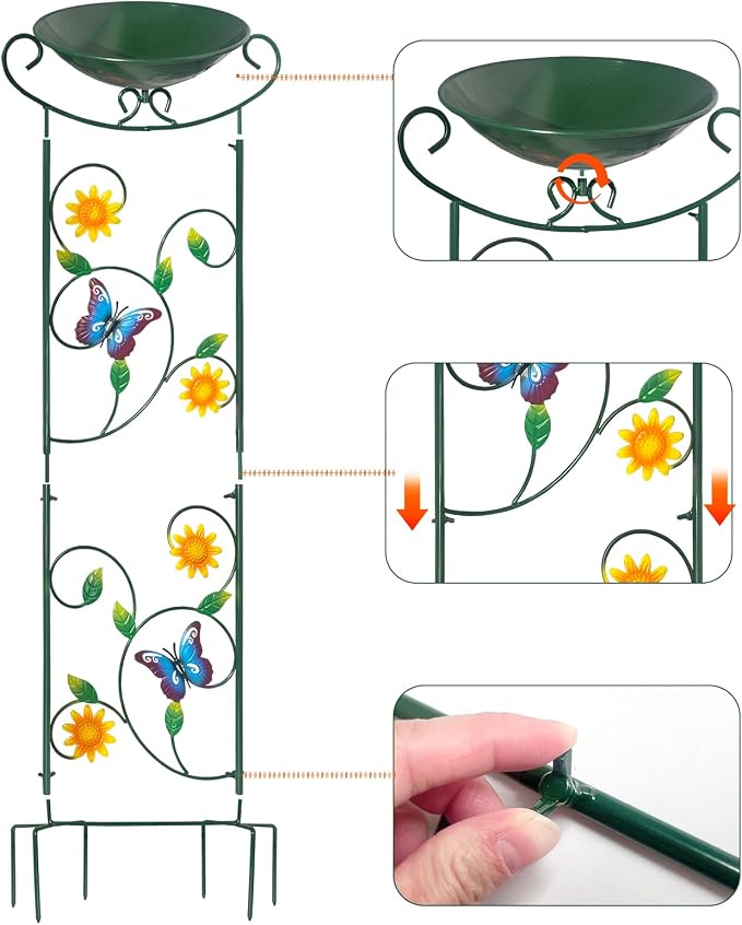 HONGLAND Metal Bird Bath with Trellis, Decorative Bird Feeder Station with - Image 7