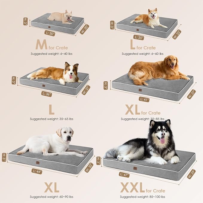 EHEYCIGA Waterproof Dog Bed Orthopedic 30"x20", Memory Foam Pet Bed - Image 3