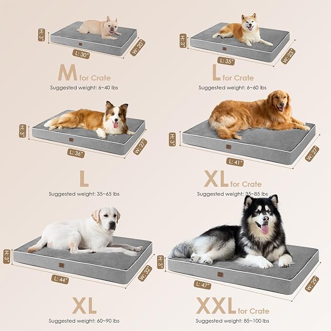 EHEYCIGA Waterproof Dog Bed Orthopedic 41"x27", Memory Foam Pet Bed - Image 3