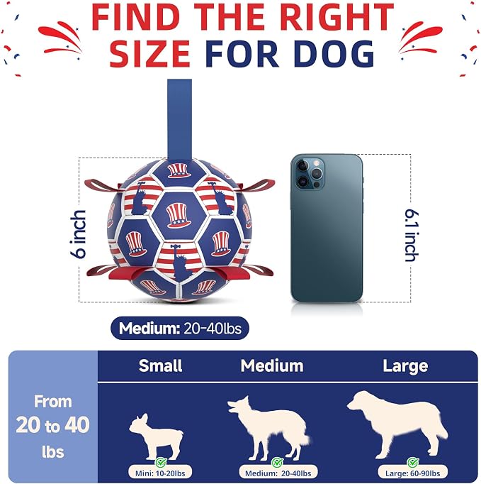 Diman Dog Toy Soccer Ball : Outdoor Dog Toys, Dog's Independence Day Gift - Image 5