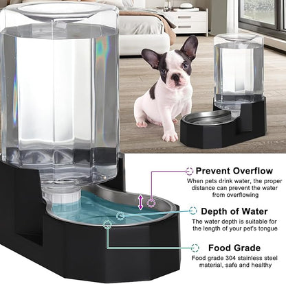 Sfozstra Dog Water Bowl Dispenser: 6L Large Black Gravity Stainless Steel Bowl - Image 4