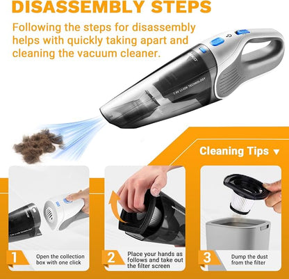 DEKOPRO Cordless Handheld Portable Vacuum Cleaner, Small Rechargeable - Image 3