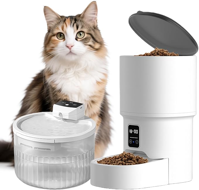 RPZ Automatic Cat Feeder and Water Dispenser Set, Auto Cat Feeder by RPZ