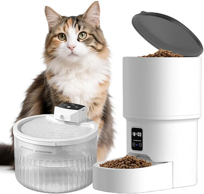 RPZ Automatic Cat Feeder and Water Dispenser Set, Auto Cat Feeder by RPZ