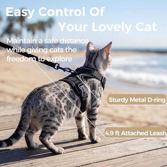 Cat Harness and Leash Set Escape Proof Tactical Large Kitten Harness Emotional - Image 5