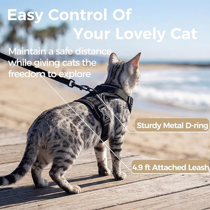 Cat Harness and Leash Set Escape Proof Tactical Small Kitten Harness Emotional - Image 5