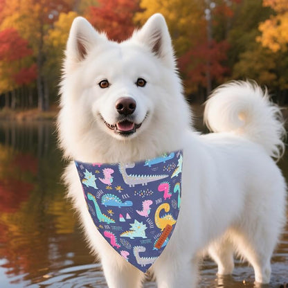 ADOGGYGO Dinosaur Dog Bandanas 2 Pack, Reversible Colorful Animal Pet Scarf - Image 2