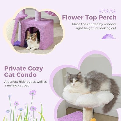 PETEPELA Flower Cat Tree for Indoor Cats, Cozy Hammock and Removable Flower Bed - Image 3