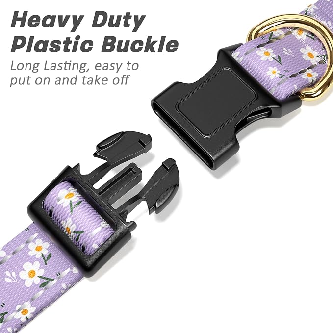 Reflective Dog Collar for Medium Dogs, Cute Flower Theme Adjustable Heavy-Duty - Image 4