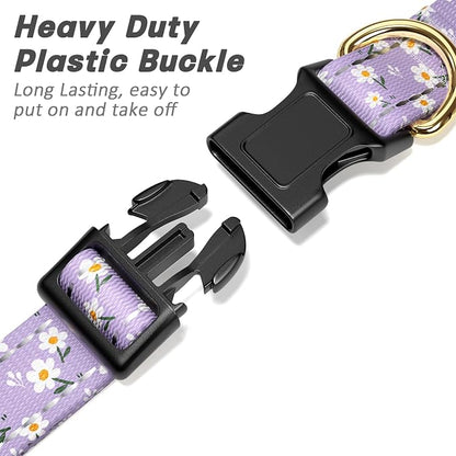 Reflective Dog Collar for Medium Dogs, Cute Flower Theme Adjustable Heavy-Duty - Image 4