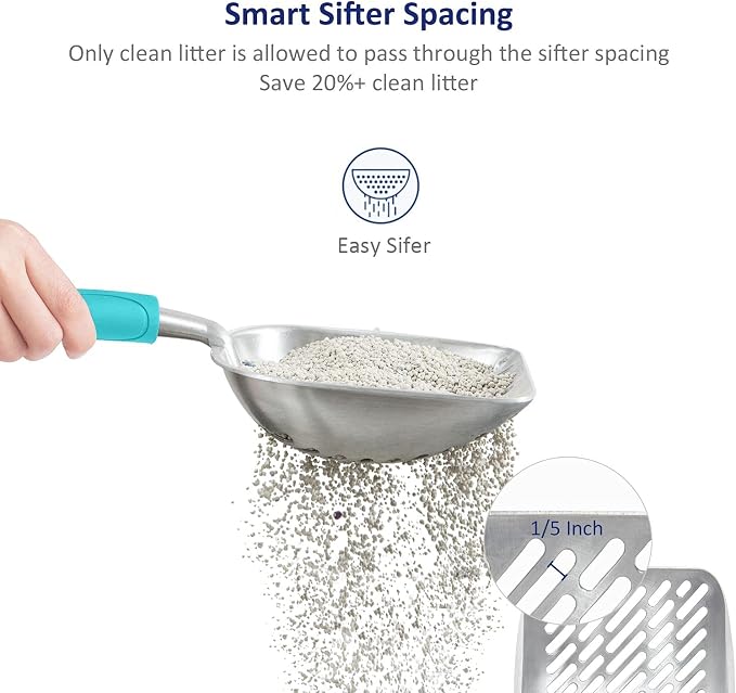 WePet Cat Litter Scoop, Aluminum Alloy Sifter, Kitty Metal Scooper, Deep Shovel - Image 3