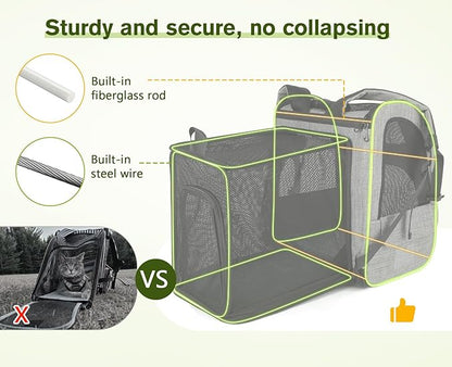 Pecute Cat Backpack Carrier XL, Expandable Pet Backpack Curtain Design - Image 3