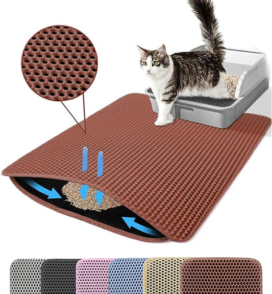 Extra Large Cat Litter Mat, 30x22 Inches Honeycomb Double Layer Cat Litter by Petinstinct
