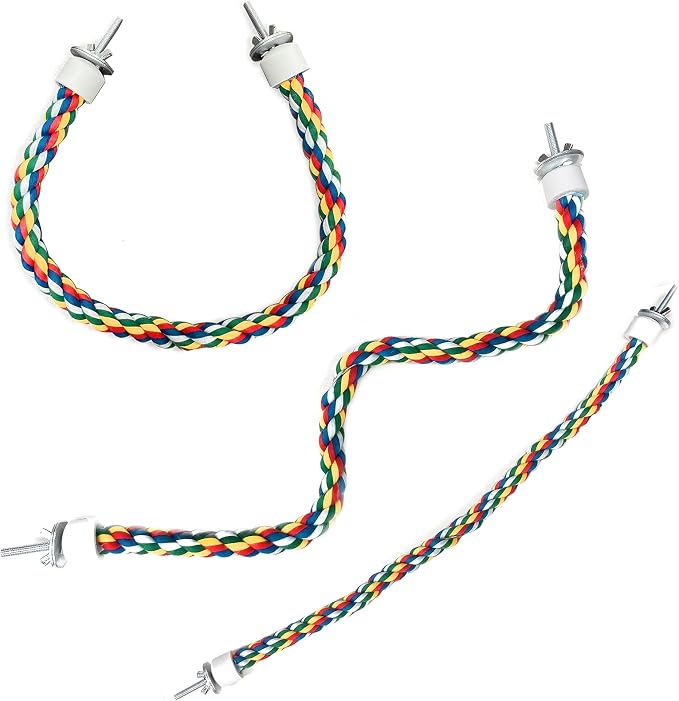 2PCS Bird Rope Perches, Colorful Cotton Parrot Toys Comfy Perch - Image 4
