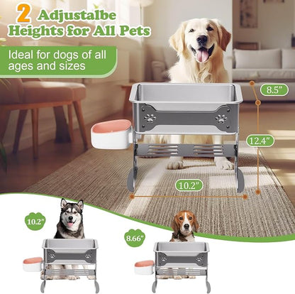 1.5 Gallon Elevated Large Dog Water Bowl, 2 Height Adjustable Stainless Steel - Image 2