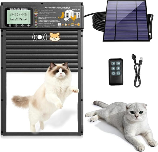 Cat Door, Cat Door Interior Door Radar, Timer & Light Sensor Modes, Solar & USB by XRDZYXGS