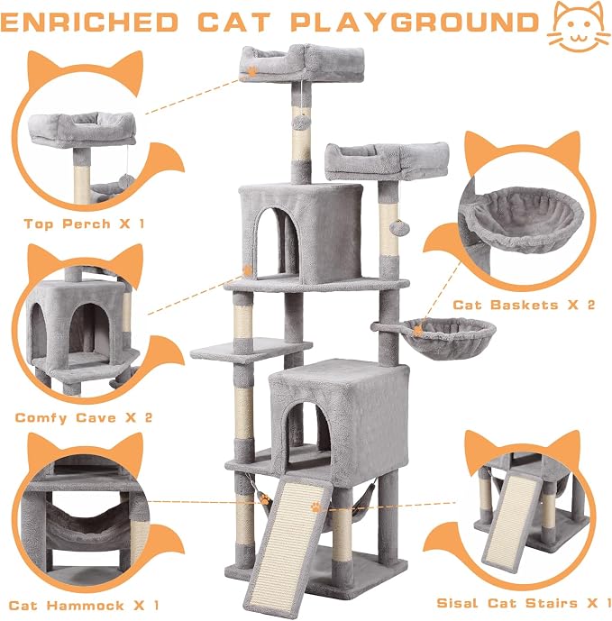 Cat Tree, 70-Inch Cat Tree Tower - Image 3