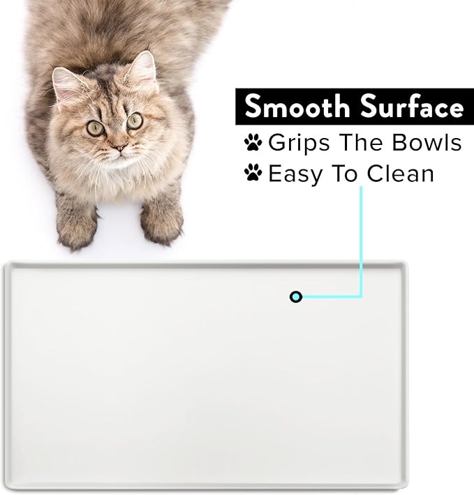 CatGuru Cat Food Mat, Small & Large Pet Placemat, 100% Waterproof Cat Feeding - Image 4