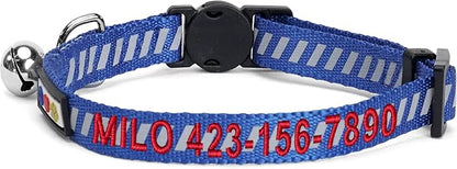 Pawtitas Personalized Blue Reflective Cat Collar – Adjustable Custom Collar - Image 2