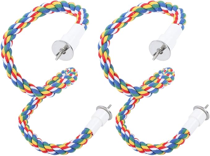 2PCS 60cm/23.6in Bird Rope Perch, 1.8cm Soft Cotton Parakeet Perches, Colorful - Image 8