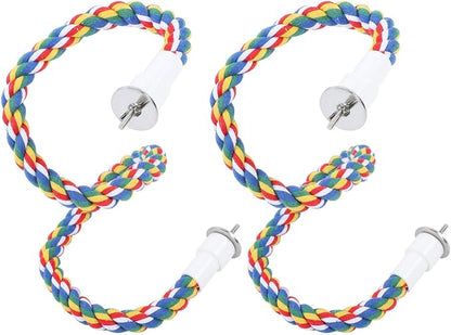 2PCS 60cm/23.6in Bird Rope Perch, 1.8cm Soft Cotton Parakeet Perches, Colorful - Image 8