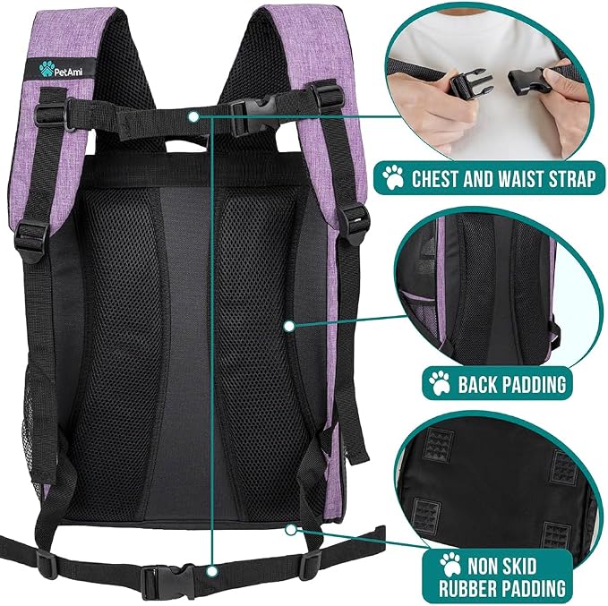 PetAmi Dog Backpack Carrier for Small Large Cat, Ventilated Pet Hiking Backpack - Image 5