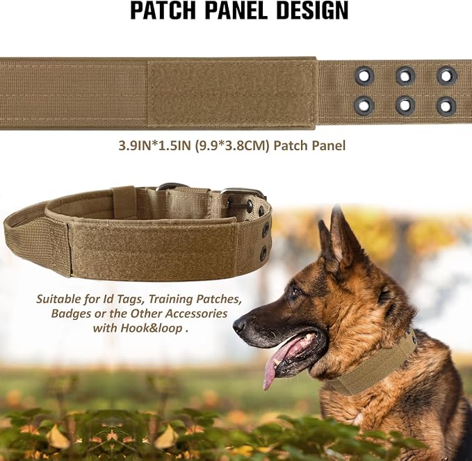 Tactical Dog Collar with Handle, Military Adjustable Heavy Duty Metal Buckle - Image 4