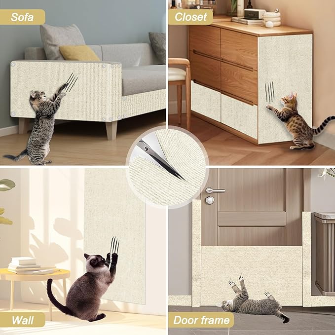 Cat Scratching Mat, 118.5"x15.9" Trimmable Self-Adhesive Cat Scratch Carpet - Image 8
