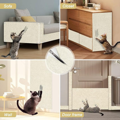 Cat Scratching Mat, 118.5"x15.9" Trimmable Self-Adhesive Cat Scratch Carpet - Image 8