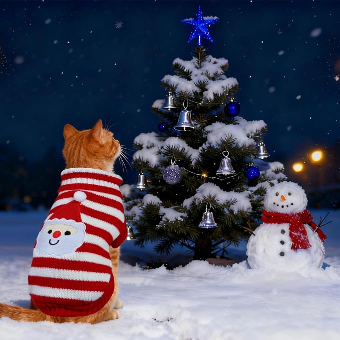 Cat Dog Christmas Sweater Pet Winter Warm Coat Pajamas Small Dog Sweaters - Image 2