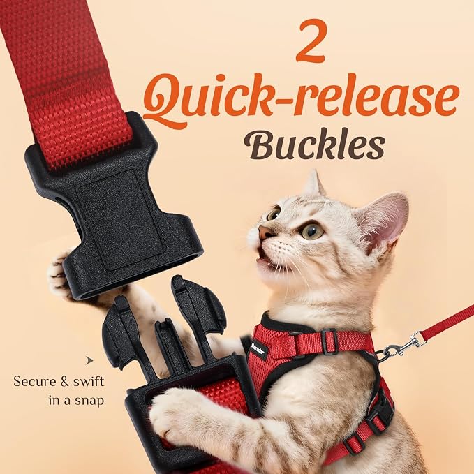 Dooradar Cat Harness and Leash Set, Escape Proof Safe Adjustable Kitten Vest - Image 4