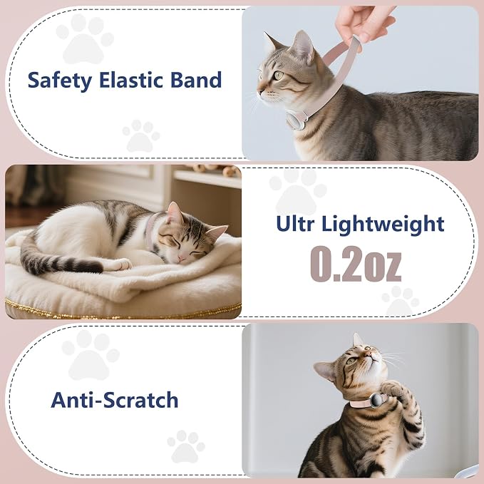 Cat Collar, Ultra Elastic Cat Tracker Collar, Holder Compatible - Image 6
