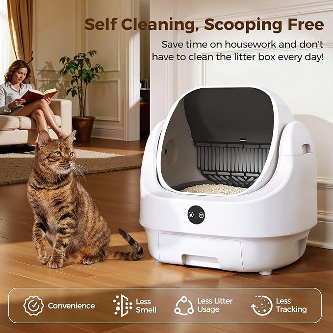Open Top Automatic Litter Box, Odor Control, Ready to Use, Self Cleaning Litter - Image 2